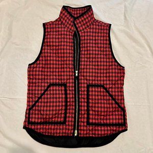 J. Crew Women's Black & Red Check Puffer Vest Size Small